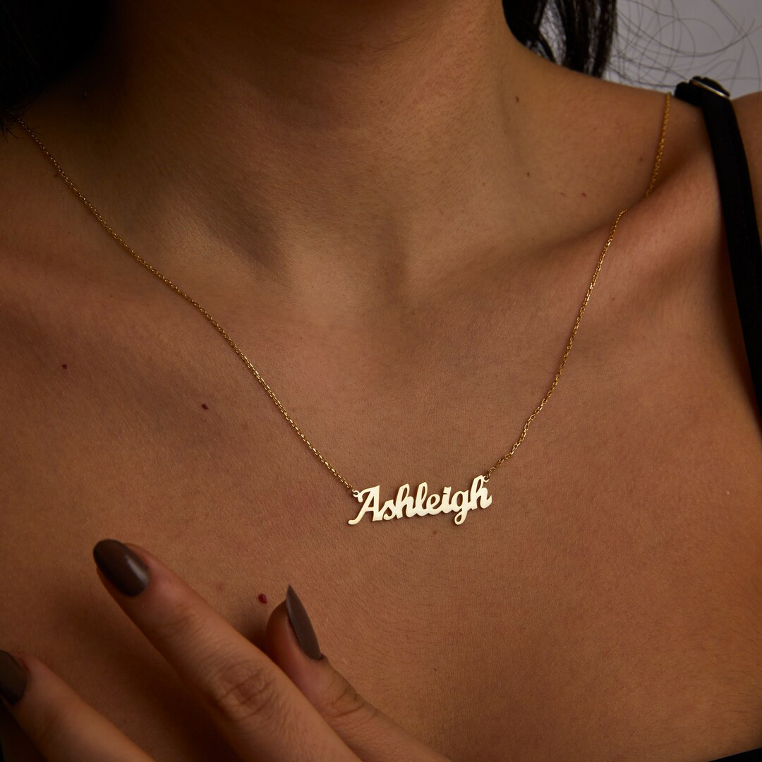 14K Solid Gold Name Necklace, Personalized Jewelry, Gold Name Necklace, Nameplate Necklace, Mothe... | Etsy (US)