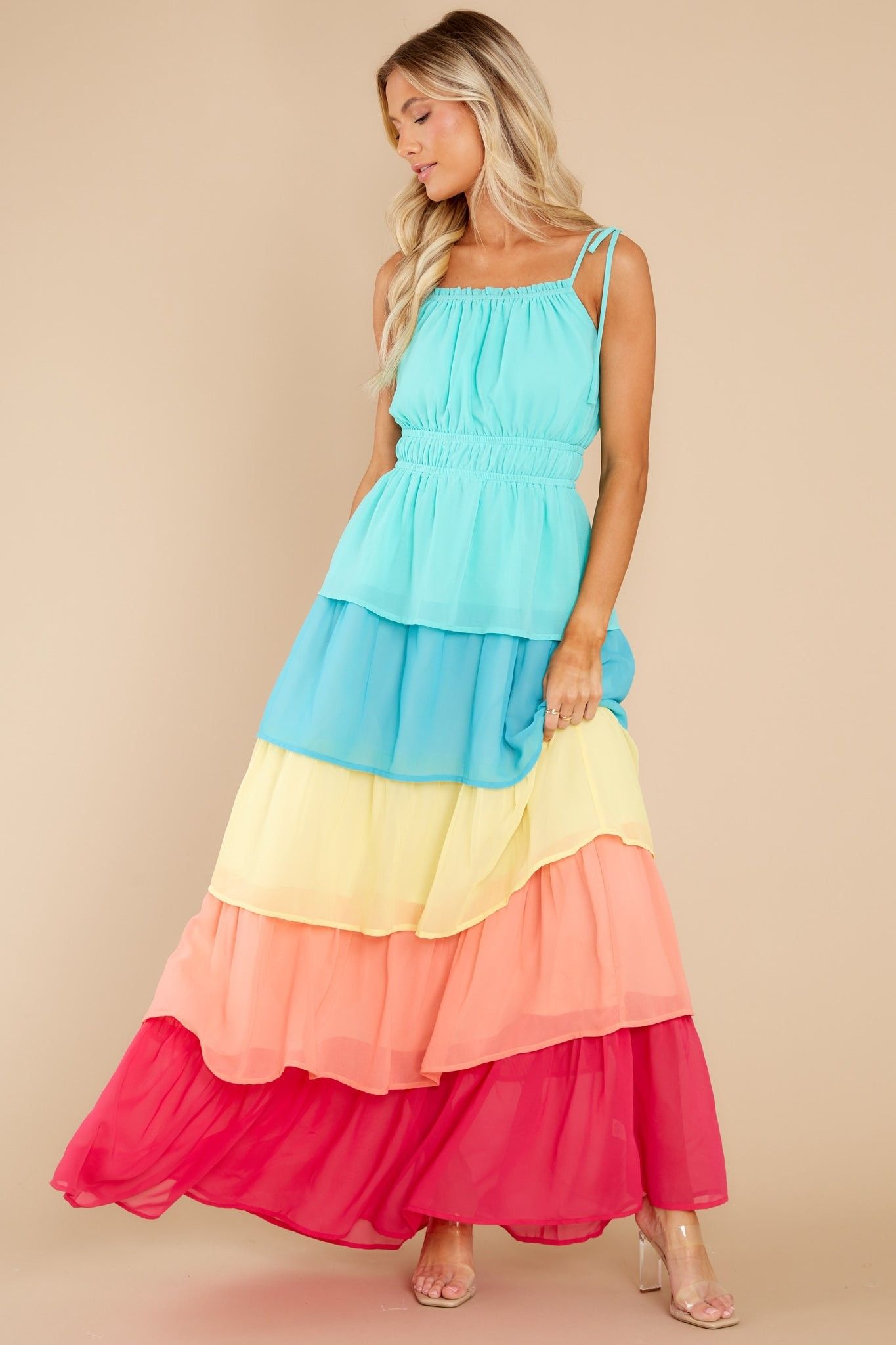 A Day To Remember Turquoise Multi Maxi Dress - Rainbow Dress | Red Dress 