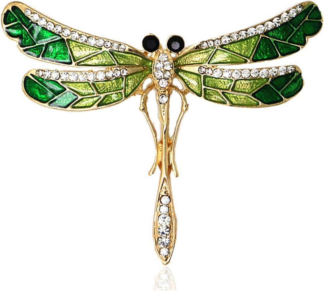 GOMYIE Dragonfly Brooch Pin with Imitated Crystal Charm Flying Insect Alloy Brooch Pin(Green) | Amazon (US)