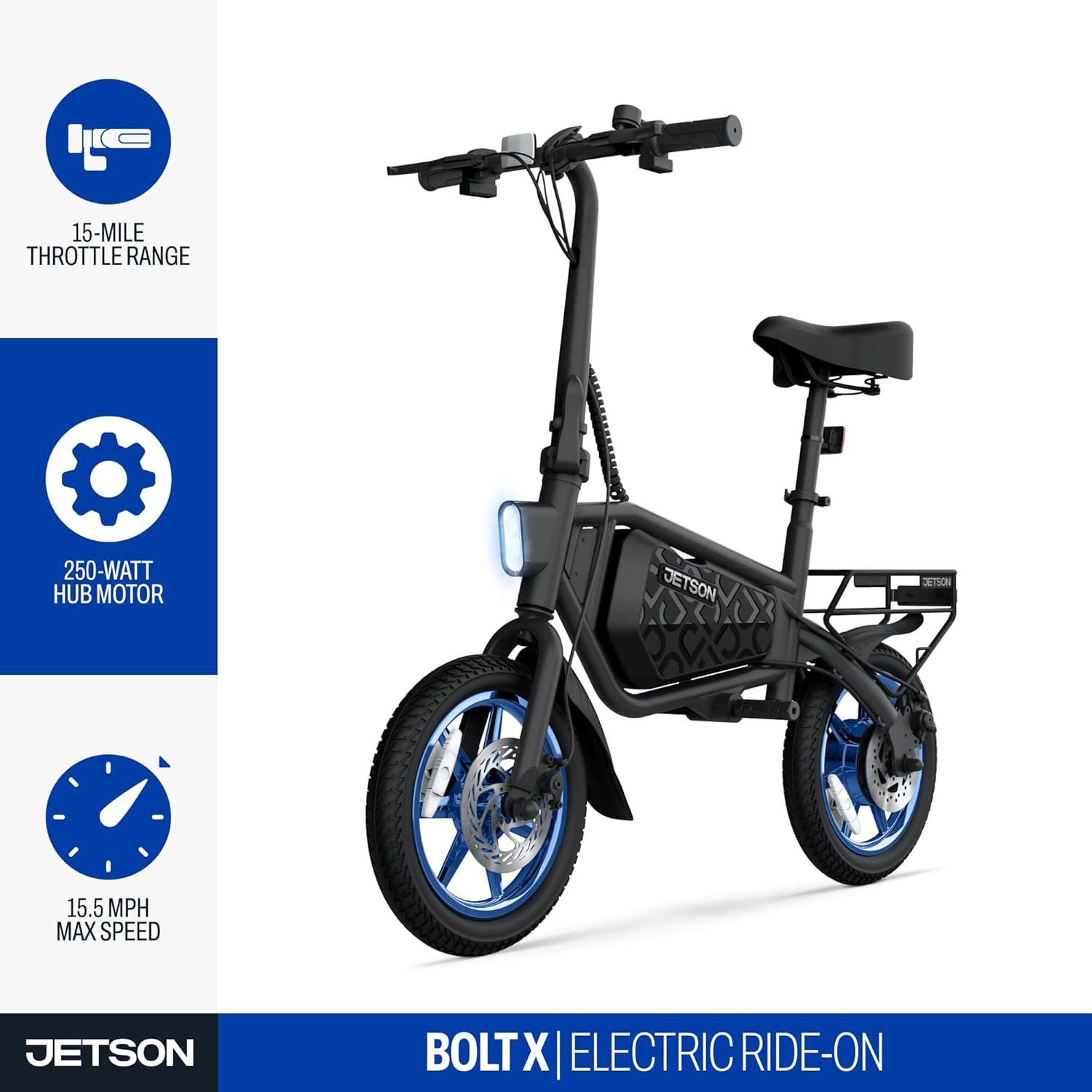 Jetson Bolt Folding Electric Ride-On Bike, Easy-Folding, Built-in Carrying Handle, Twist Throttle... | Amazon (US)