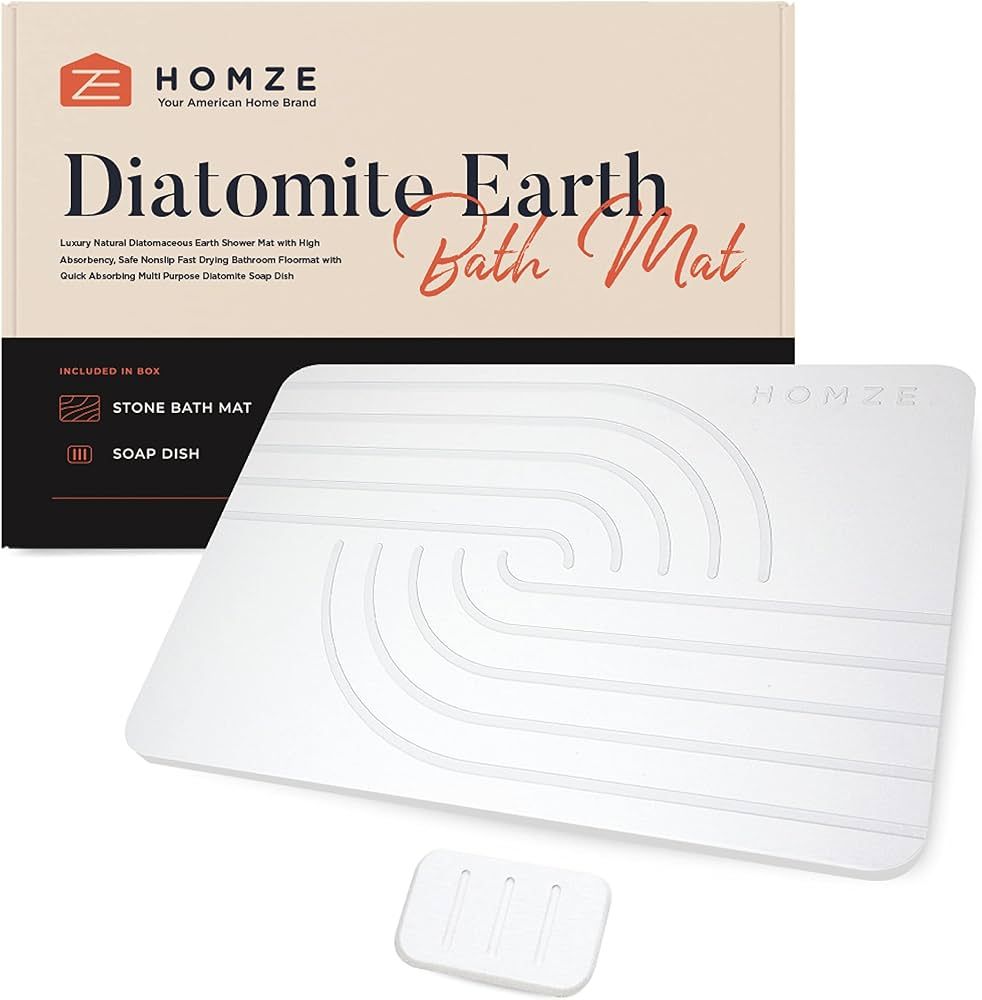HOMZE Stone Bath Mat Large, Diatomaceous Earth Shower Mat, Bathroom Mat Quick Dry, Stone Drying M... | Amazon (US)