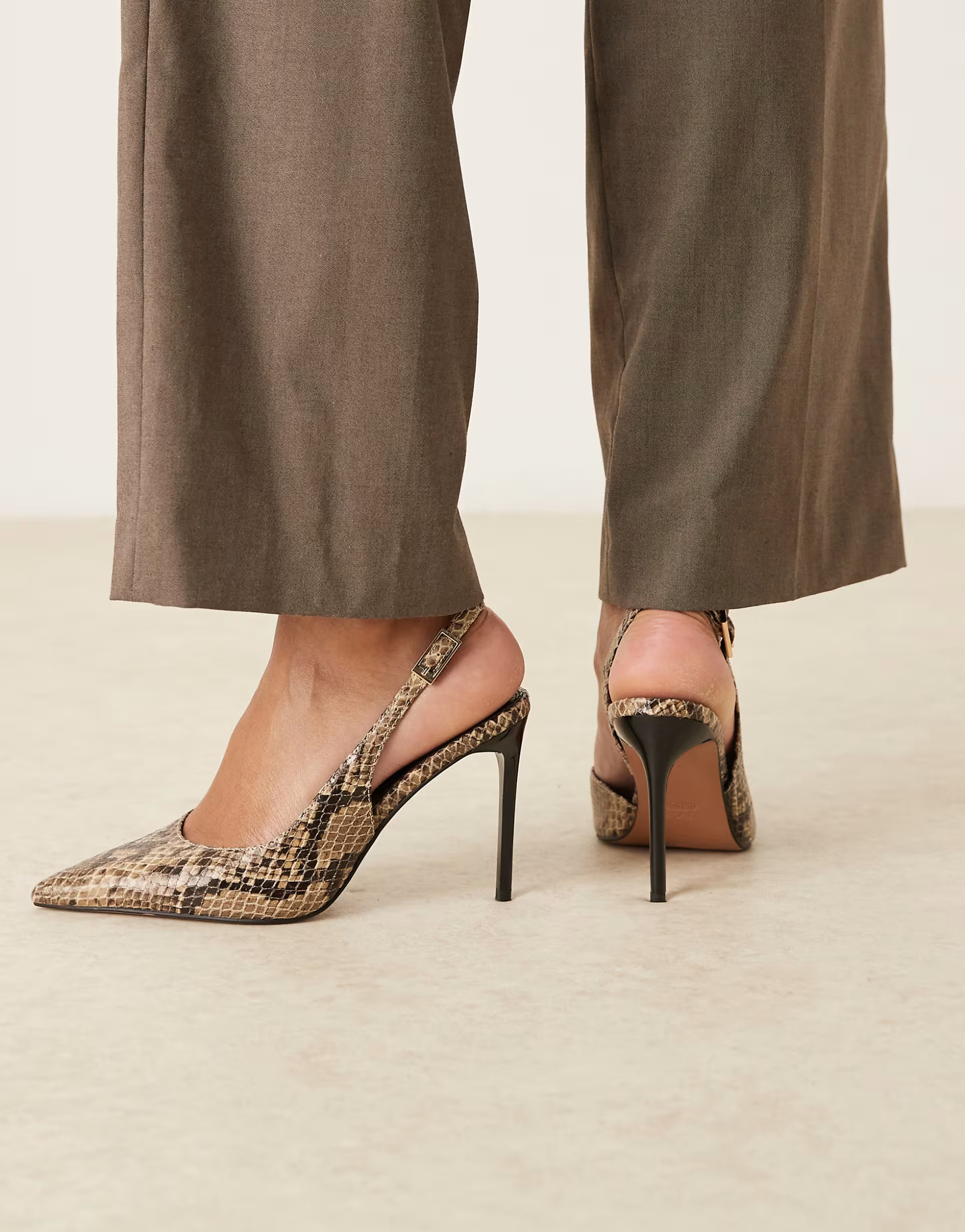 ASOS DESIGN Polar d'orsay slingback high heel shoes in snake | ASOS (Global)