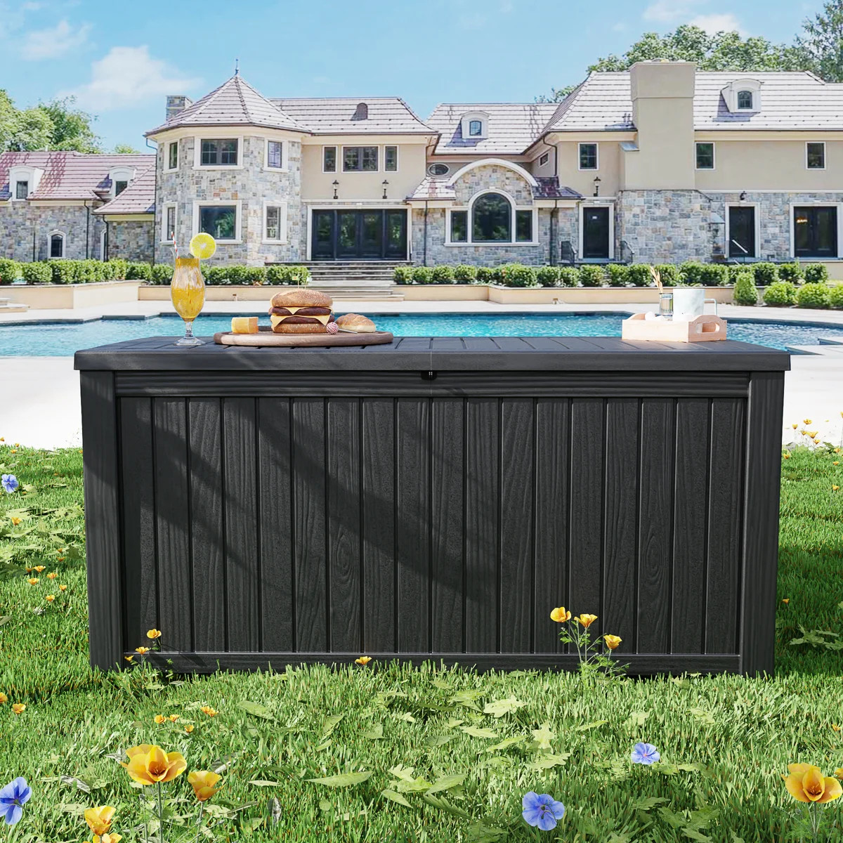 Decksplore 210 Gallons Water Resistant Resin Lockable Deck Box | Wayfair North America