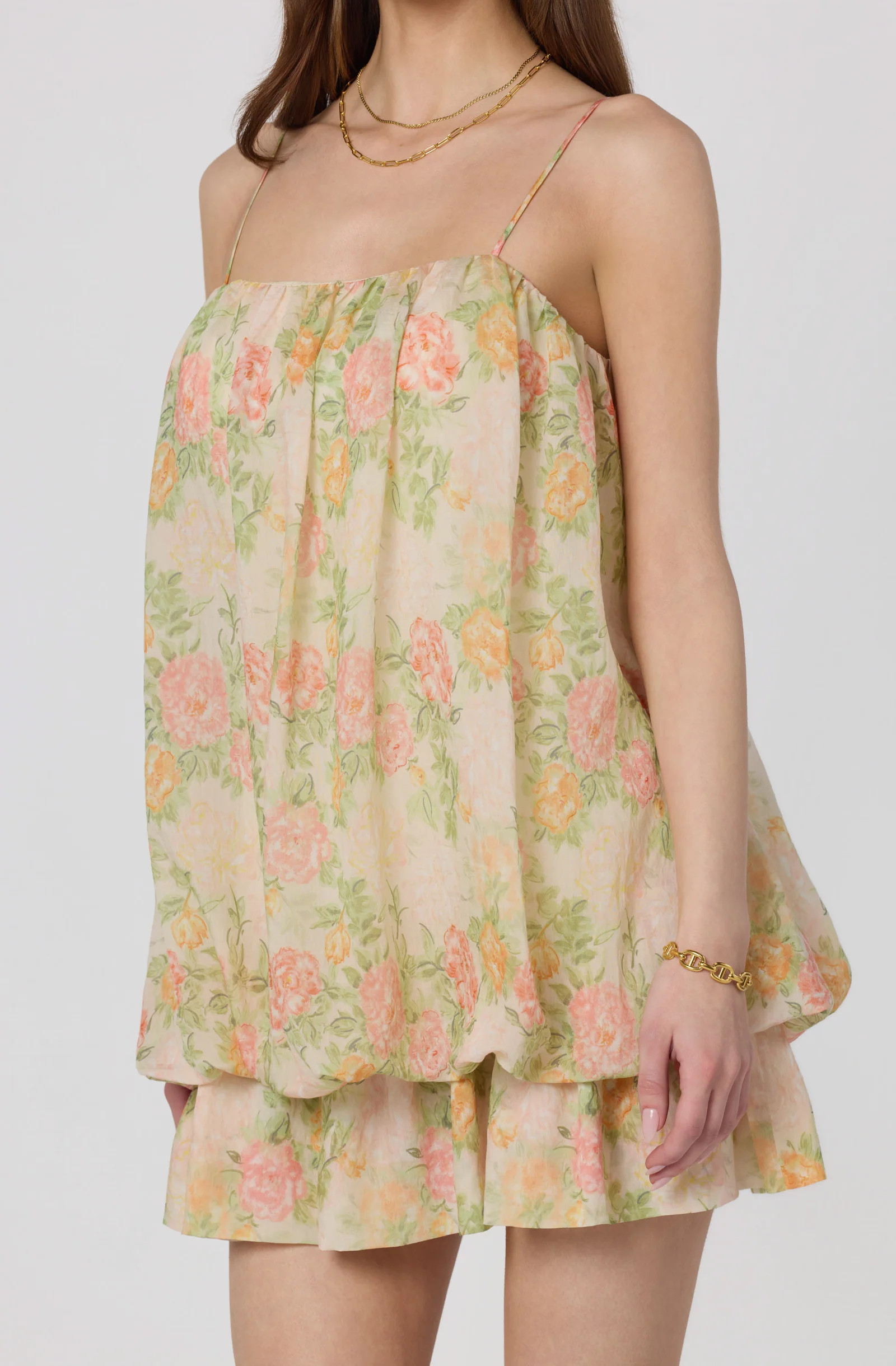 Jessa Floral Tiered Bubble Dress - Ivory multi floral / XS | ASTR The Label (US)