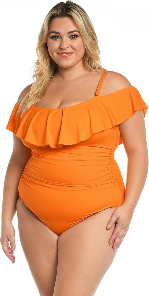 La Blanca Women's Island Goddess Off Shoulder Ruffle One Piece Swimsuit | Amazon (US)