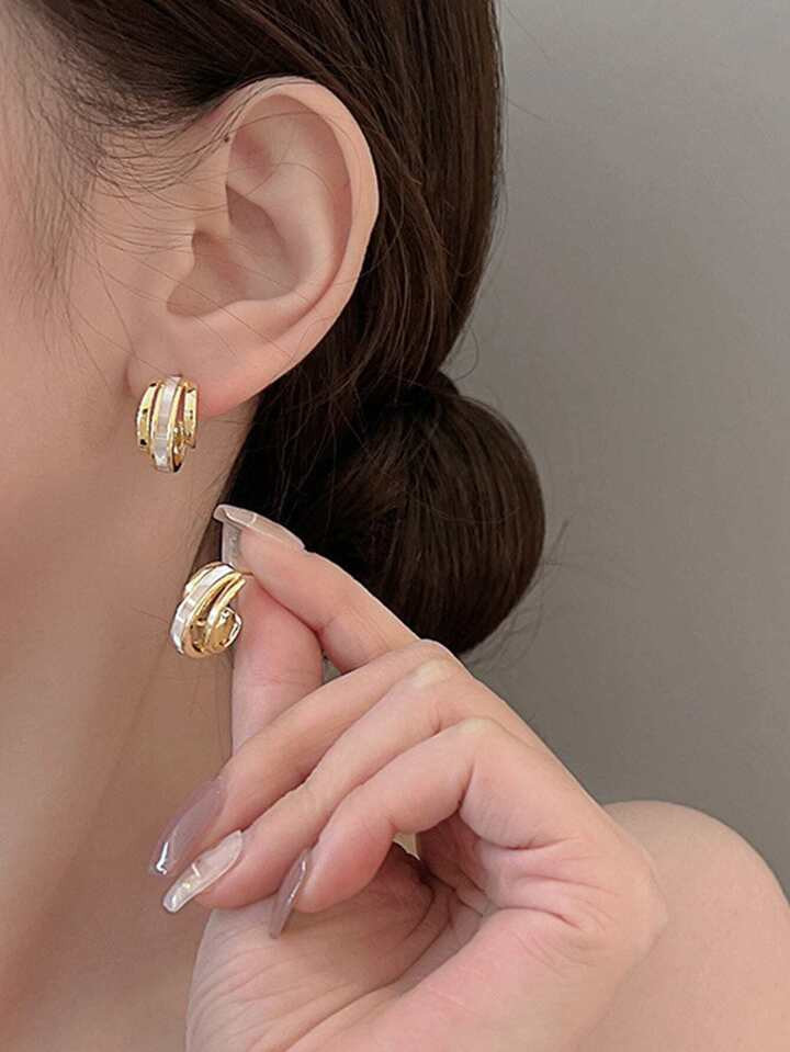1 par Pendientes francés madre de con perla elegante & único diseño C | SHEIN