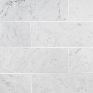 Ivy Hill Tile White Carrara 4 in. x 12 in. x 9mm Polished Marble Subway Tile (30 pieces / 10 sq. ... | The Home Depot