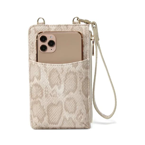phone holder wallet and cross body bag - Cream Snake | Walmart (US)