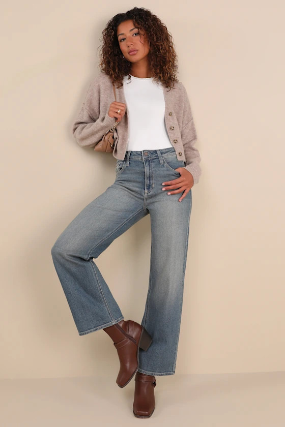 Chic Girl Medium Wash  Denim High-Rise Straight Leg Jeans | Lulus