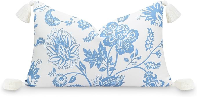 Hofdeco Premium Coastal Patio Indoor Outdoor Lumbar Pillow Cover Only, 12"x20" Water Repellent fo... | Amazon (US)