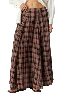 Free People Ives Plaid Maxi Skirt in Chocolate Combo at Nordstrom, Size Small | Nordstrom