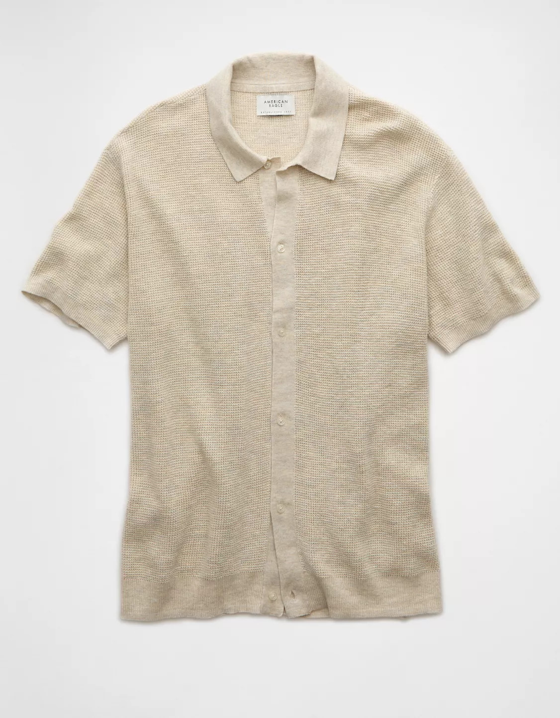 AE Waffle Button-Up Sweater Polo Shirt | American Eagle Outfitters (US & CA)