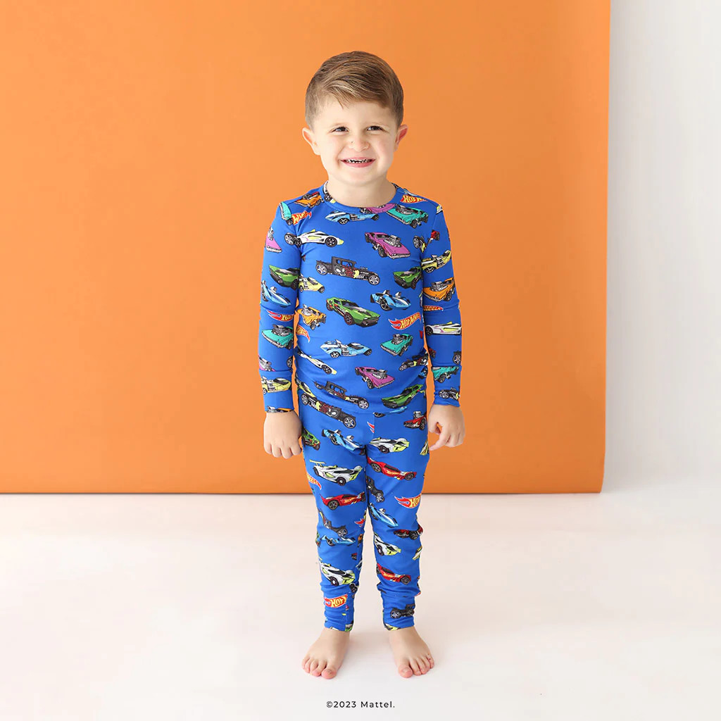 Cars Blue Long Sleeve Toddler Pajamas | Hot Wheels™ | Posh Peanut