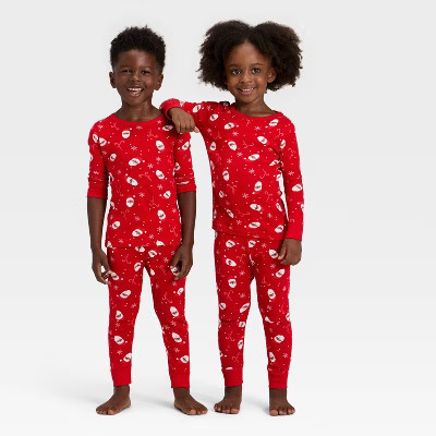 Toddler Santa Print Ribbed Long Sleeve Shirt and Pants Holiday Matching Family Pajama Set - Wondershop™ Red 3T | Target