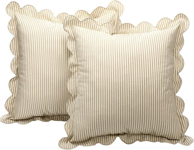 Cotton Decorative Pillowcase, Coastal Stripe Design, Versatile for Couch Living Room Cushion Indo... | Amazon (US)