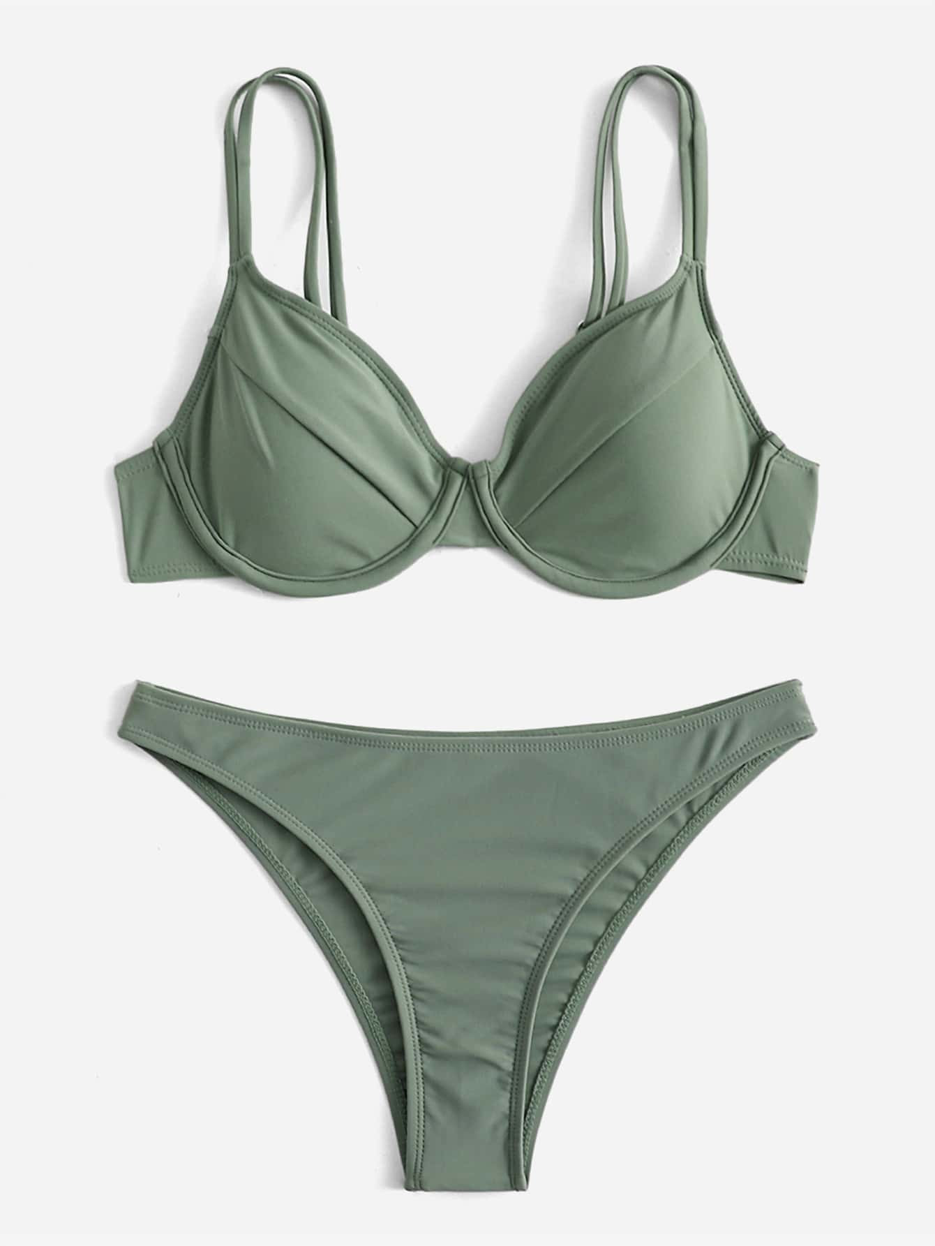 Solid Underwire Bikini Swimsuit | SHEIN