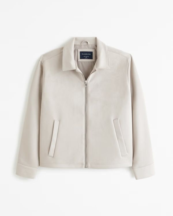Cropped Vegan Suede Zip Shirt Jacket | Abercrombie & Fitch (US)