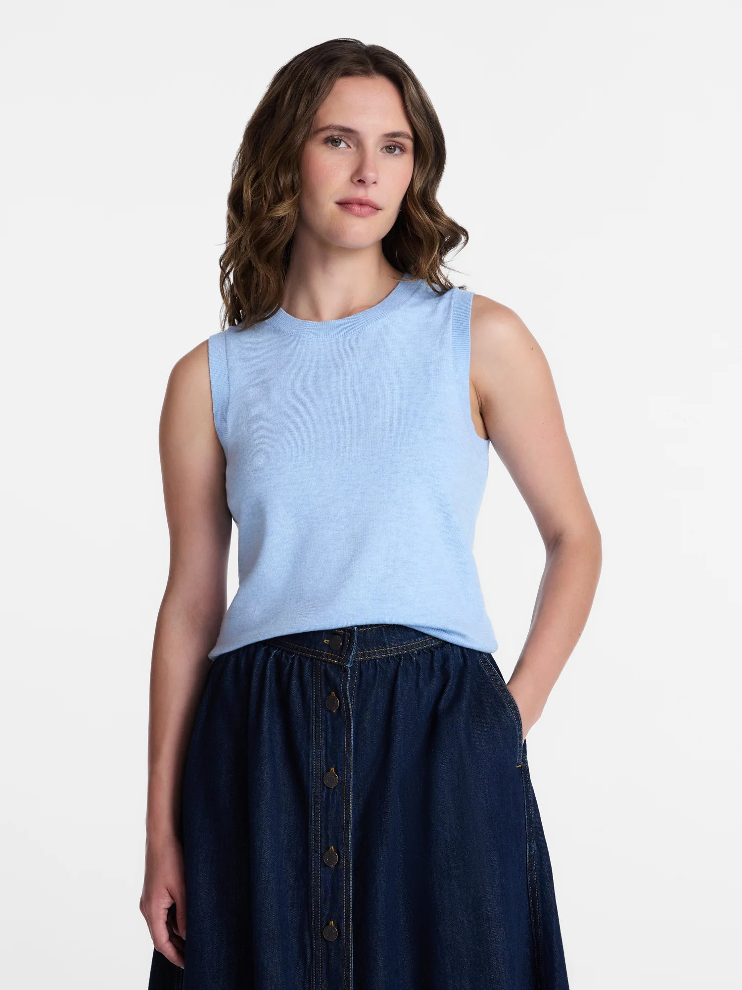 Time and Tru Women's Fine Gauge Sweater Shell, Lightweight, Sizes XS-XXXL - Walmart.com | Walmart (US)