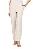 Foxcroft Women's Flat Front Straight Leg Chambray Linen Pant, Flax, 6 | Amazon (US)