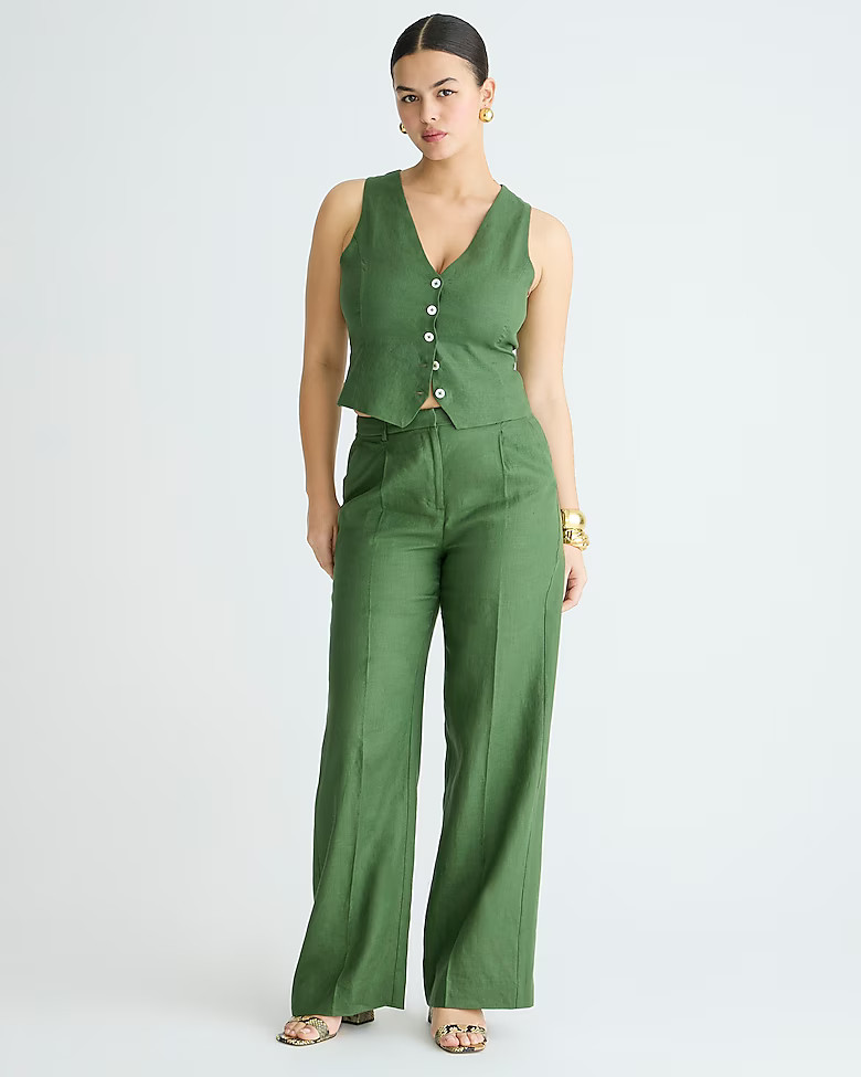 Wide-leg essential pant in linen | J. Crew US