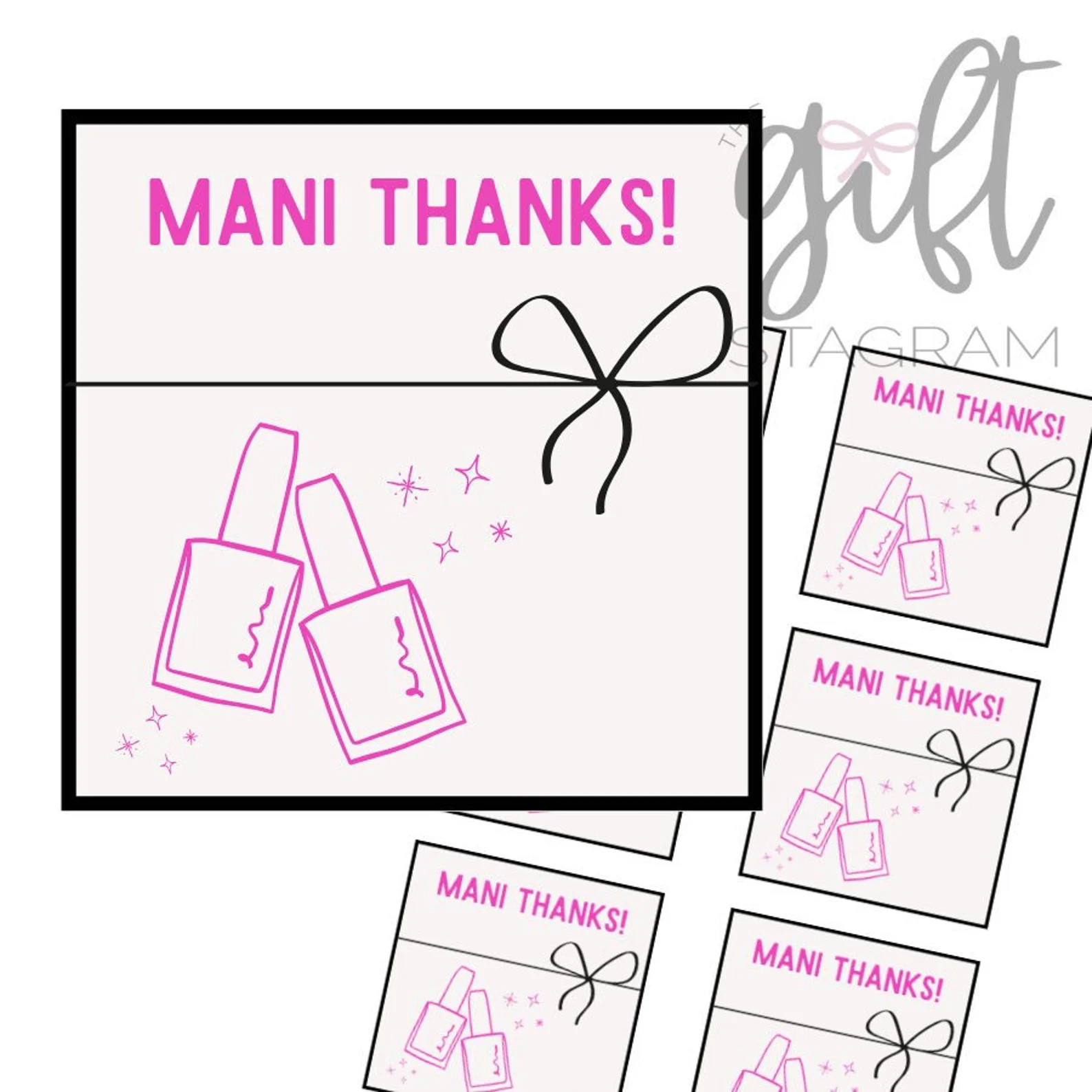 Mani Thanks Gift Tag DIGITAL DOWNLOAD Thank You Gift Tag Manicure/nail Salon Gift Ideas 3x3 Tag -... | Etsy (US)