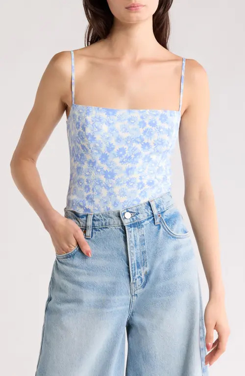 Reformation Overland Silk Camisole in Blue Daisy at Nordstrom, Size 10 | Nordstrom