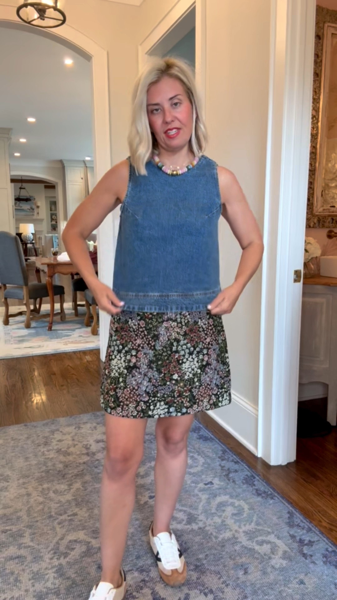 My fave denim top with this super cute skirt & sneakers! 
Top - xs
Skirt - 2
Sneakers -  8 tts
*code mixandmatch for 25% off my necklace

#LTKSeasonal #LTKOver40 #LTKmomlife
