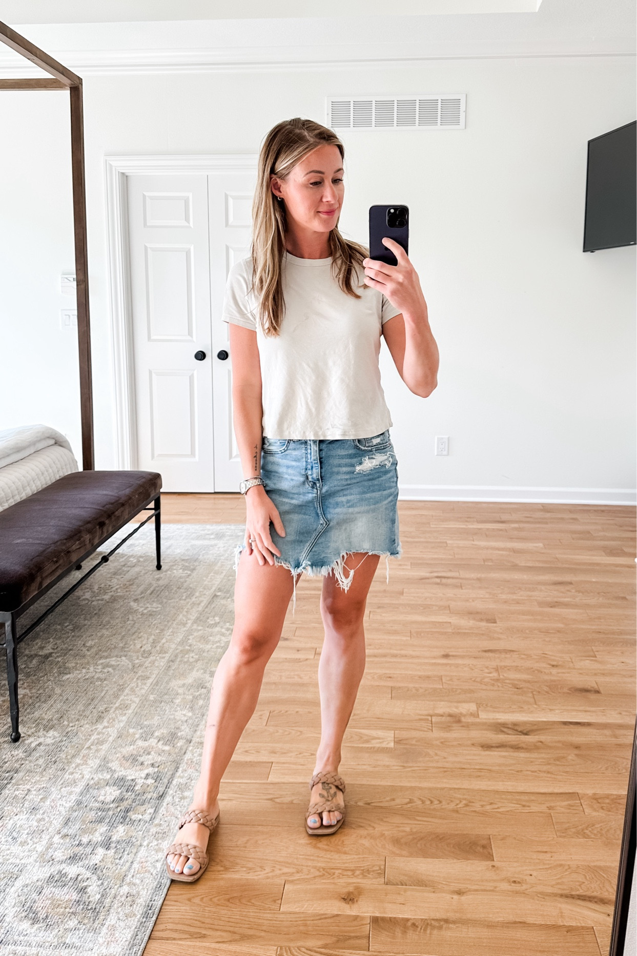 Outfit number one of the day thanks to Ford (see stories for details 🤣). This cropped tee is the perfect fit. It’s the adult version of a crop top! So flattering and I wear to work out or out on the town  

#LTKFindsUnder100 #LTKStyleTip #LTKFindsUnder50