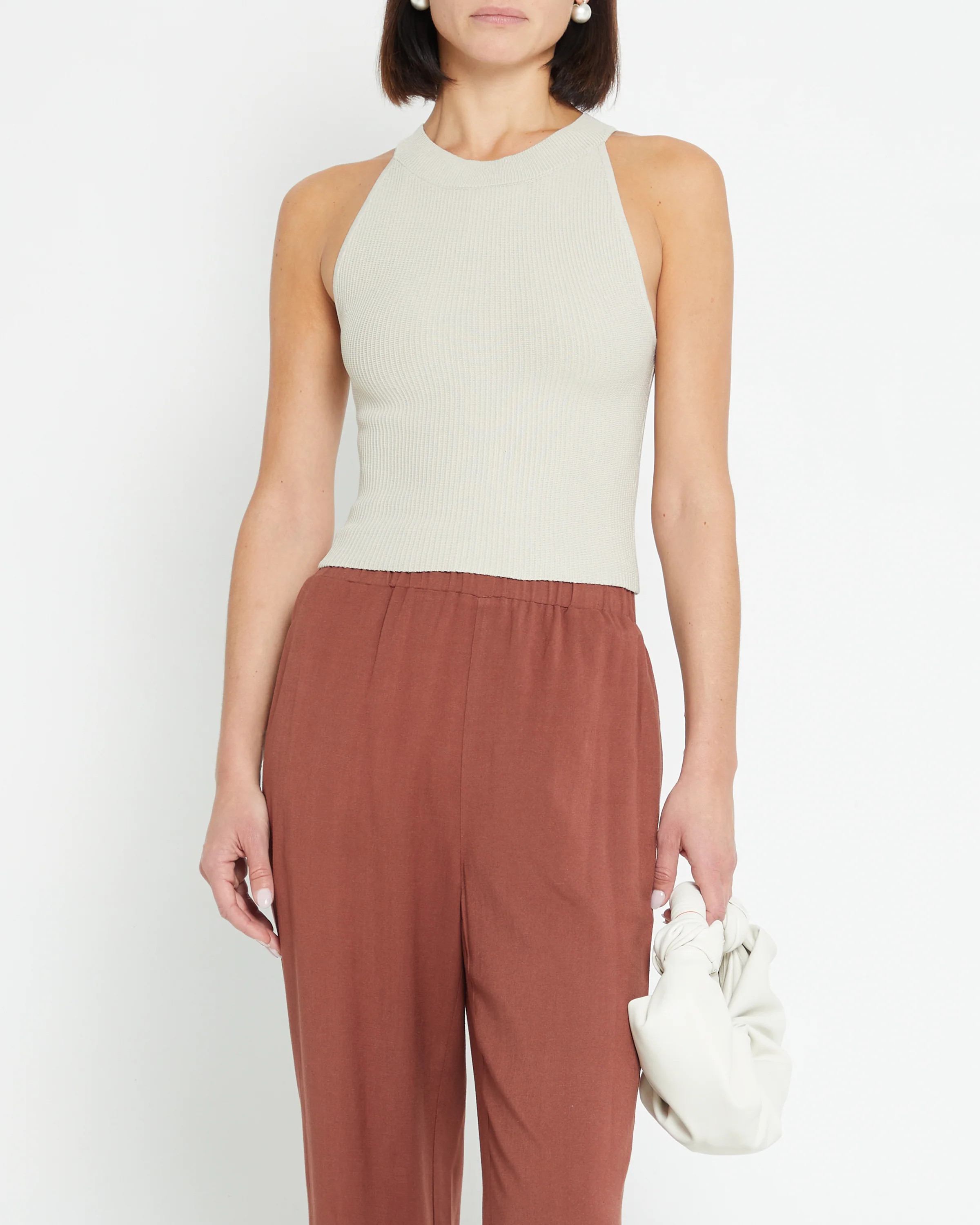 Sculpting Knit Halter Top - CREAM / L | Few Moda
