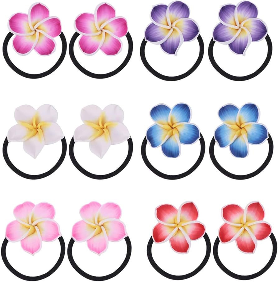 Gearmax 12 Pcs Plumeria Hair Tie Cute Elastic Soft Ceramic Flower Hair Rope Hawaiian Hair Accesso... | Amazon (CA)