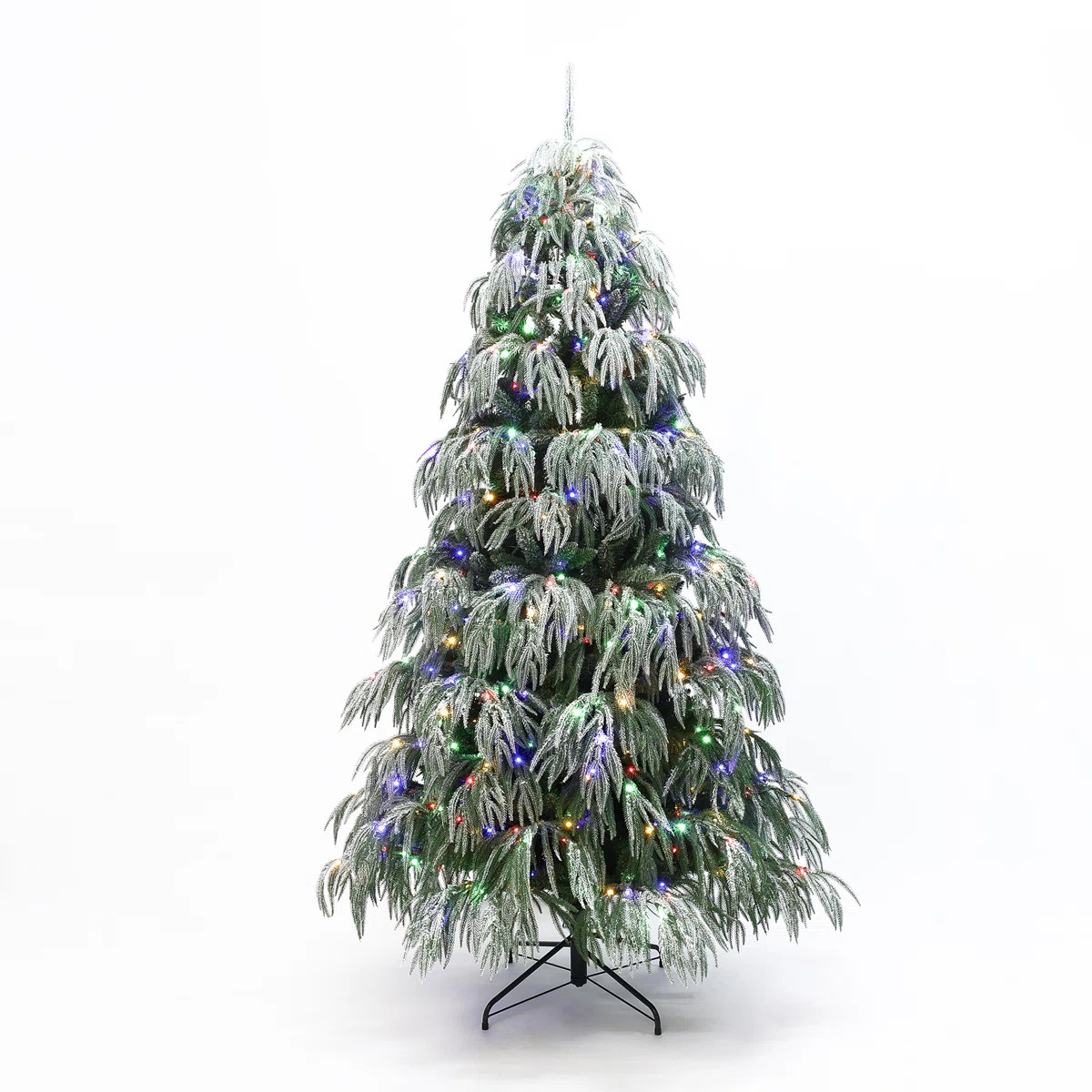 Darby Home Co 7Ft Flocked Downswept Branches Artificial Christmas Tree with Multi-Color Lights | ... | Wayfair North America