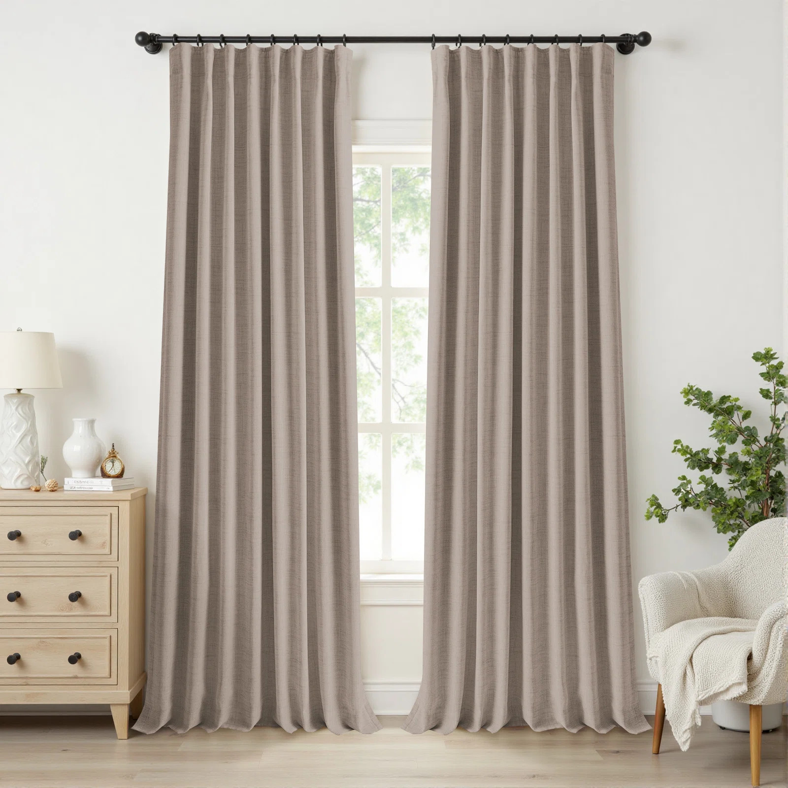 Birglinde Faux Linen Textured Thermal 100% Blackout Curtains for Bedroom Living Room Rod Pocket/R... | Wayfair North America
