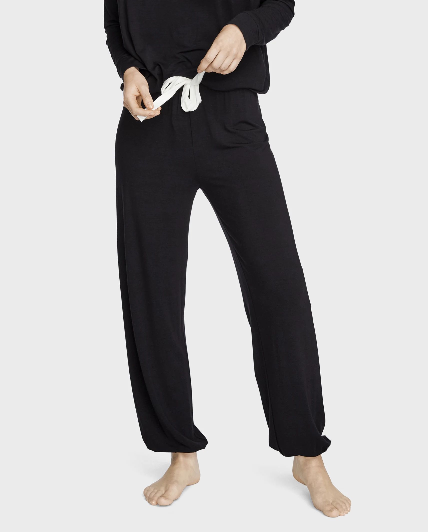 Womens Tie-Front Modal Pajama Pants - black | PJ Place