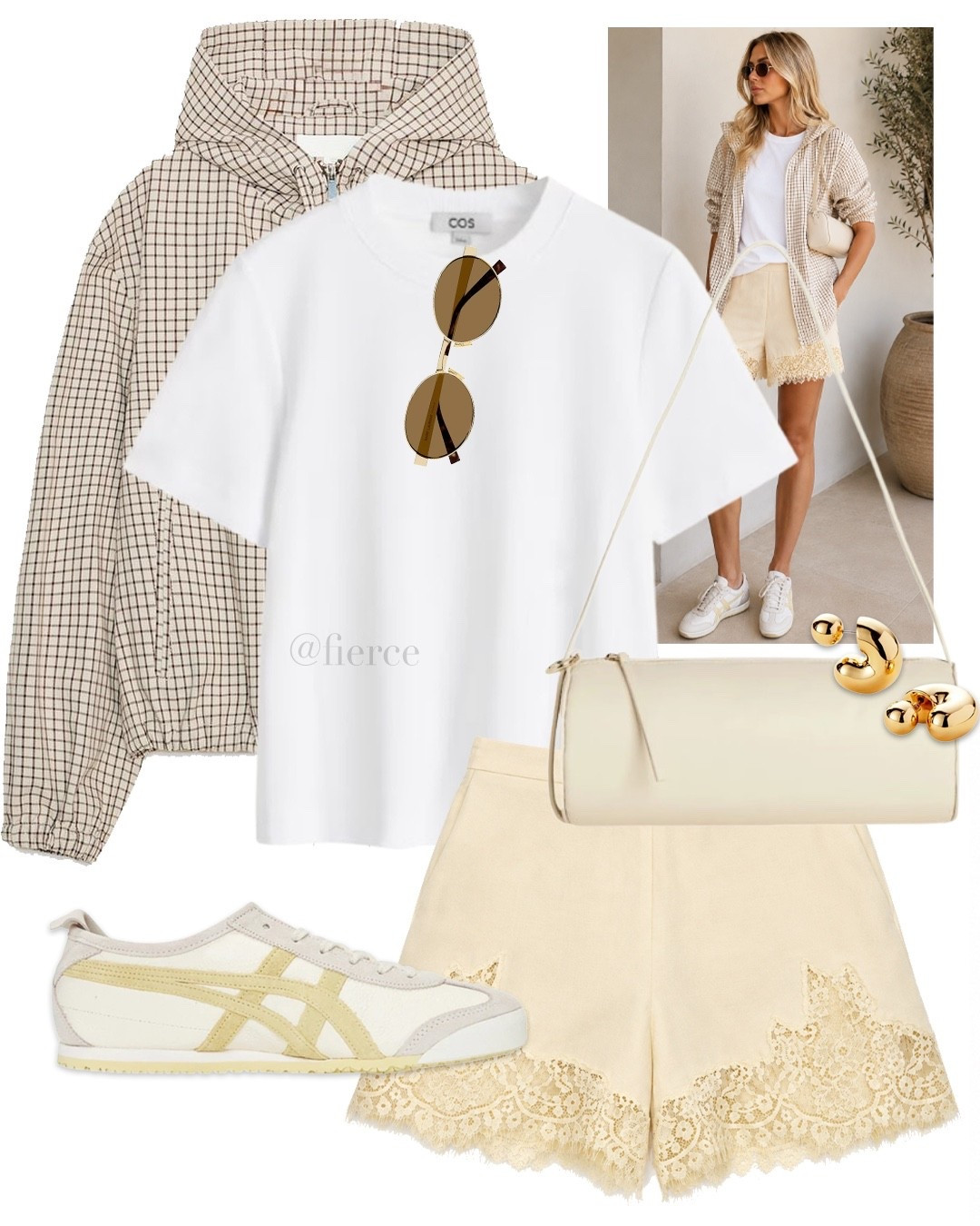 Check jacket linen lace shorts minimal cream bag Onitsuka Tiger Mexico 99

#LTKuk #LTKsummer #LTKeurope