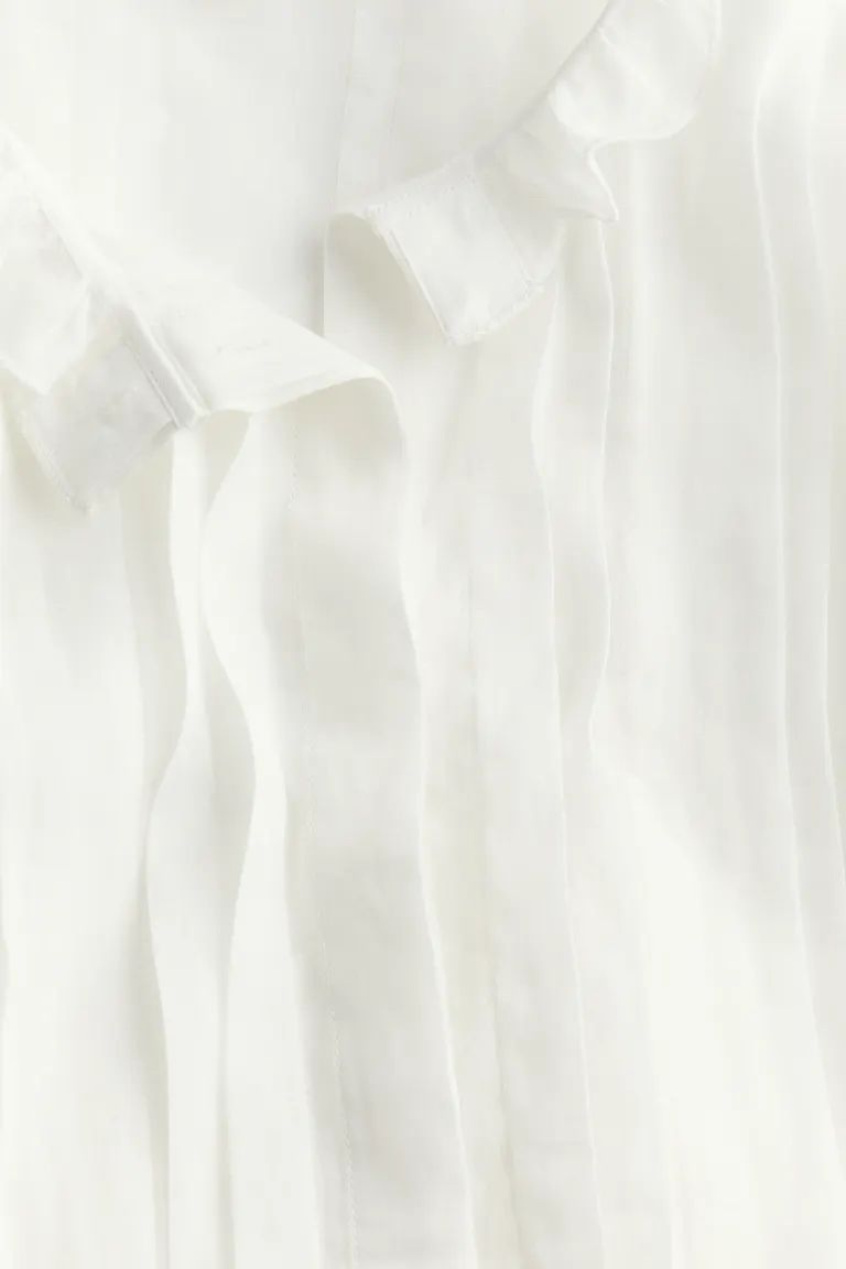 Pin-tuck ramie dress - White - Ladies | H&M GB | H&M (UK, MY, IN, SG, PH, TW, HK)