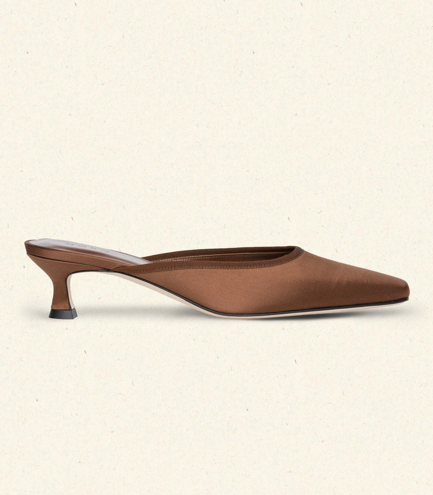 Luma Heel - Chocolate Satin | DÔEN | DOEN