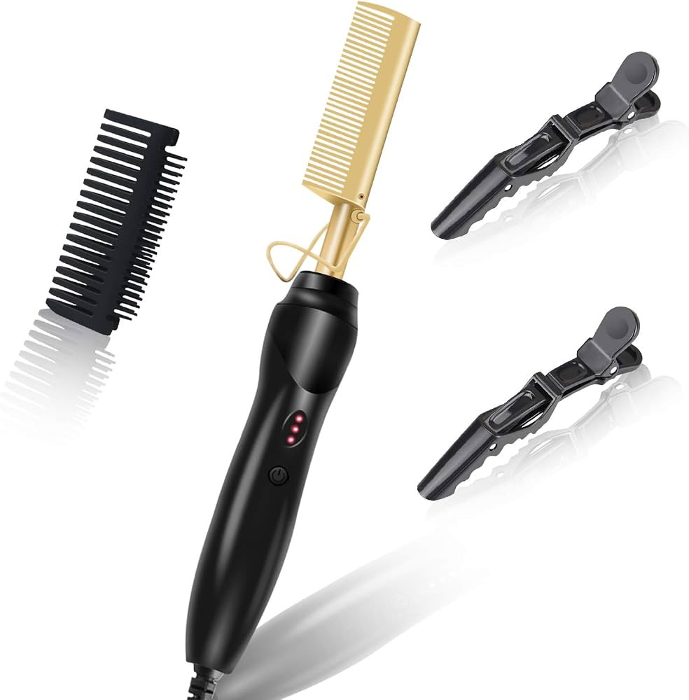 Hot Comb Electric Pressing Comb Straightening Comb, Hot Iron for Hair Heating Ceramic Comb ,Hot I... | Amazon (US)