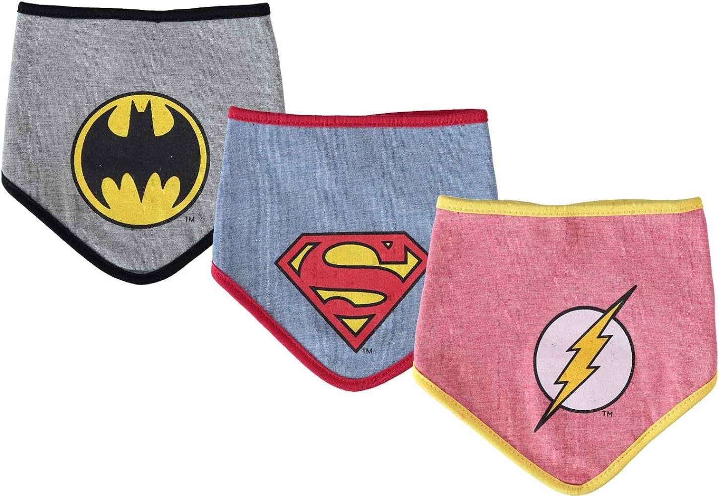 DC Comics Baby Boys Bandana Bibs Superman Batman The Flash Gift Set 3 Pack 0-12 Months | Amazon (US)