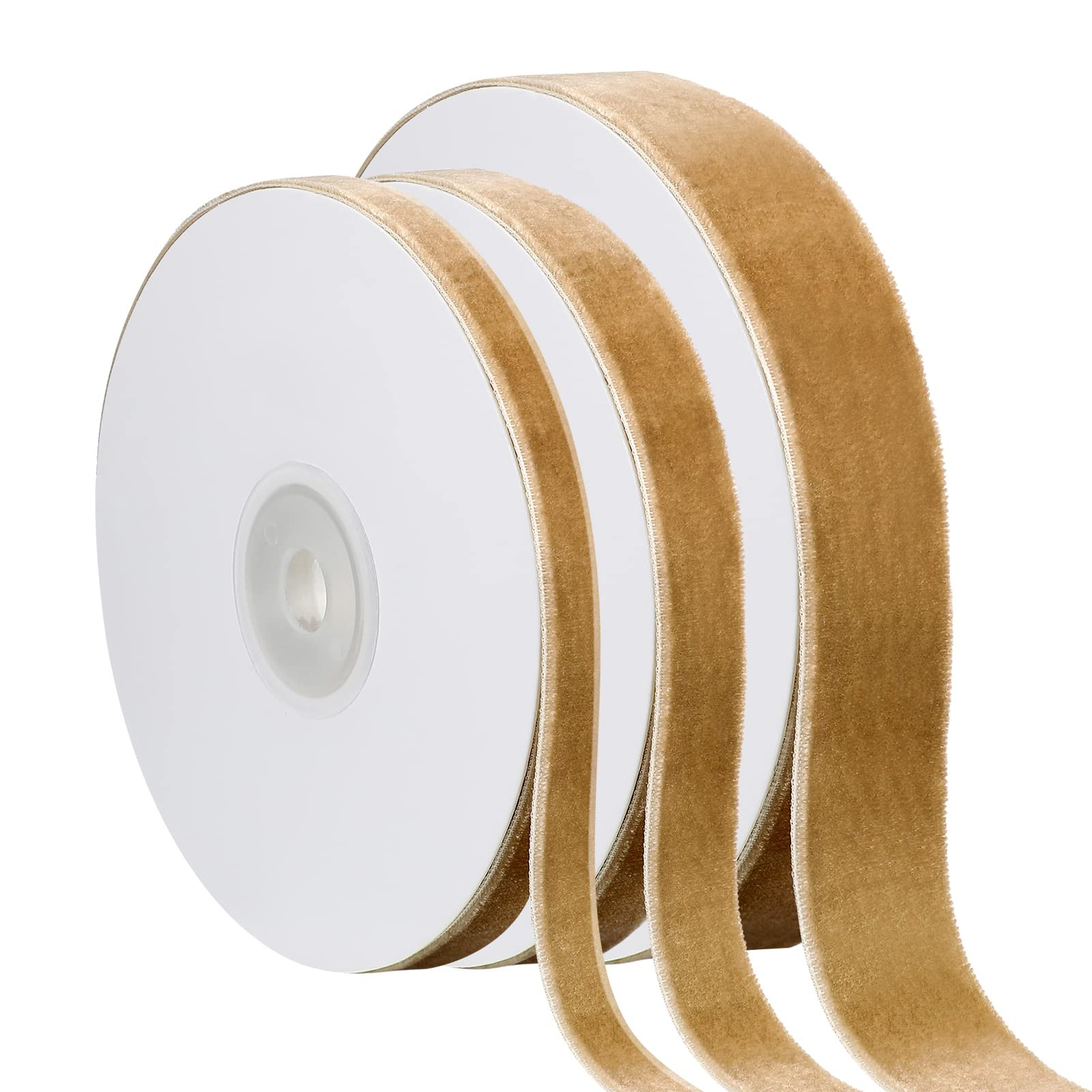 3 Rolls Christmas Vintage Velvet Ribbon Vintage Khaki Velvet Ribbon Solid Color Satin Velvet Ribb... | Amazon (US)