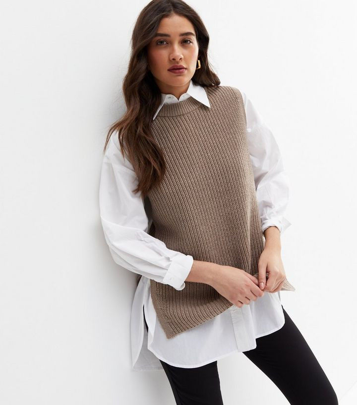 Mink Chunky Knit Crew Neck Vest
						
						Add to Saved Items
						Remove from Saved Items | New Look (UK)