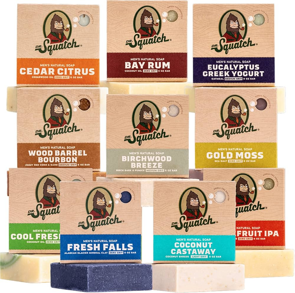Dr. Squatch Natural Bar Soap for Men Variety Gift Set - Cold Process No Harsh Chemicals - Birchwo... | Amazon (US)