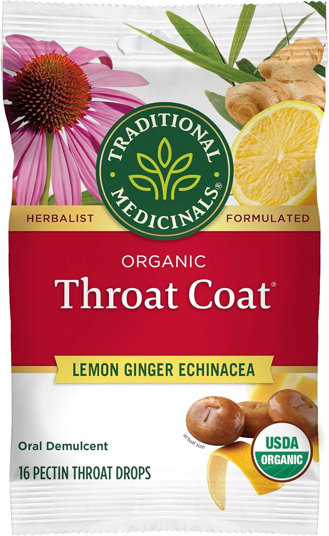 Traditional Medicinals Organic, Throat Coat Lozenges, Lemon Ginger Echinacea - Herbal Cough Drops... | Amazon (US)