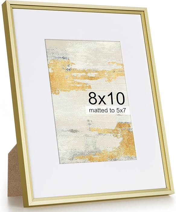 FLYJOE 8x10 Metal Picture Frame, 8 x 10 Aluminum Photo Frames with 5x7 Removable Mat, High Defini... | Amazon (US)