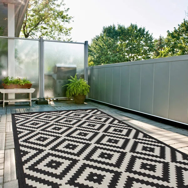 Ecology Collection Geometric Indoor / Outdoor Area Rug | Wayfair UK