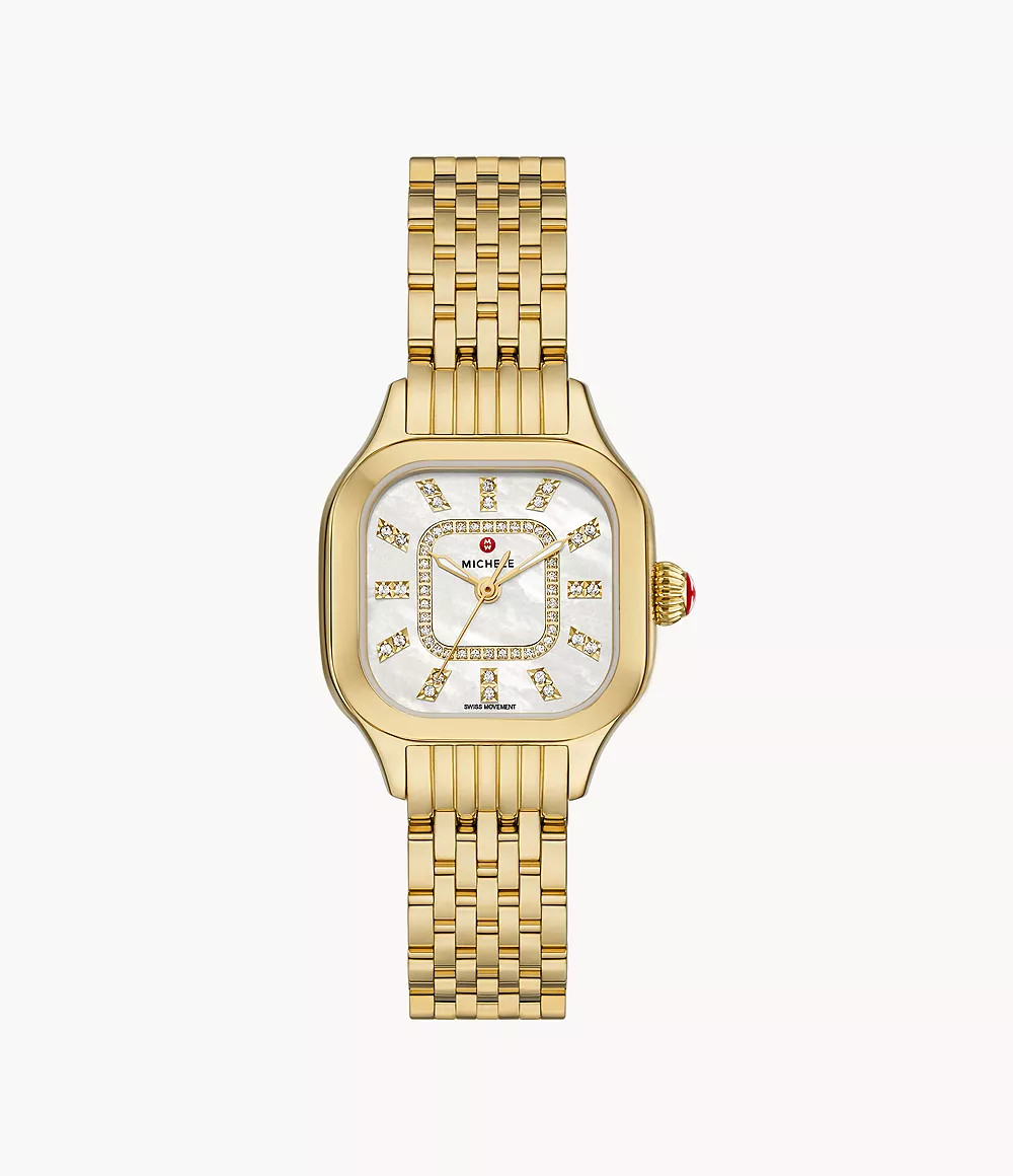 Meggie 18K Gold-Plated Diamond Dial Watch | Michele Watches