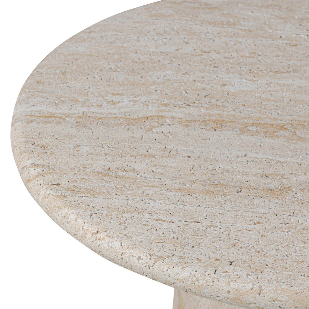 Regine Modern Classic Beige Concrete Round Pedestal Outdoor End Table | Kathy Kuo Home