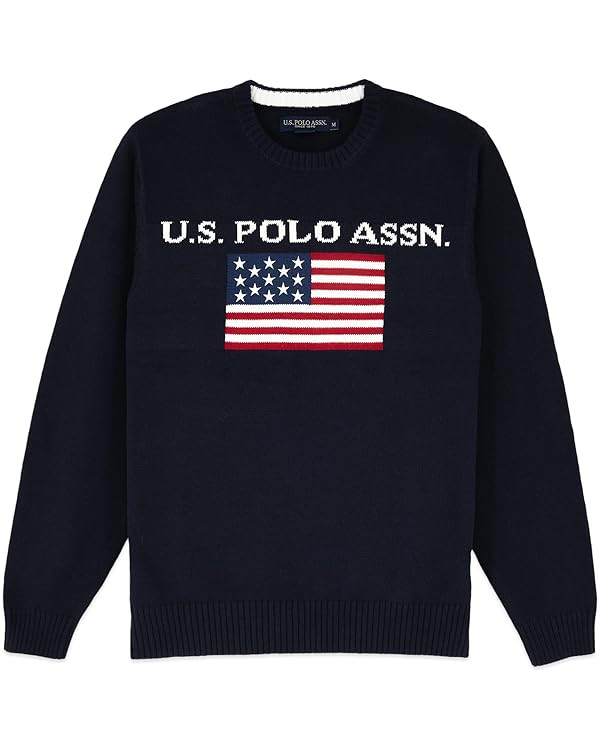 U.S. Polo Men's Flag Crew Neck Sweater Pullover | Amazon (US)