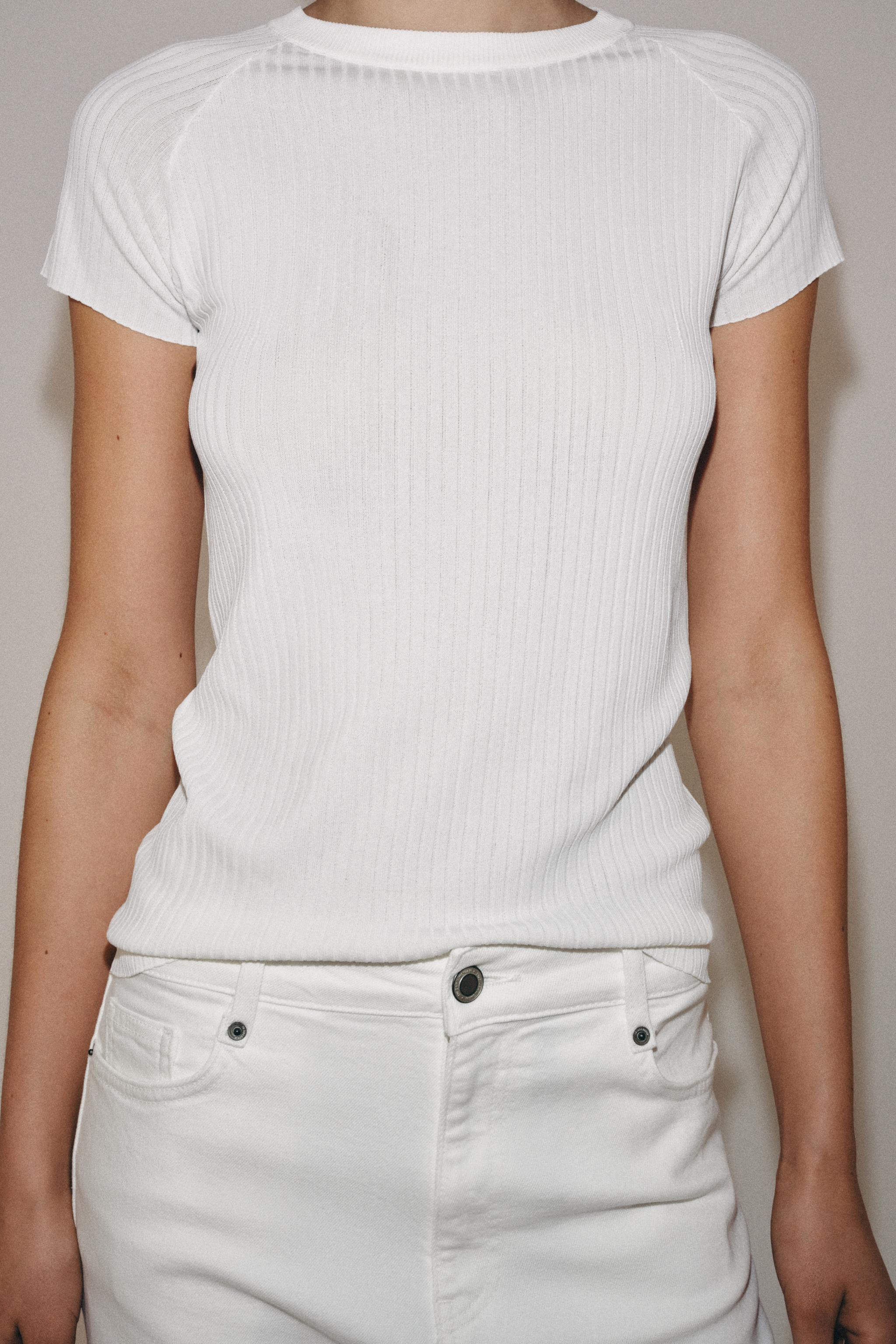 SHORT SLEEVE RIB KNIT TOP | Zara US