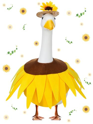 Outus Sunflower Goose Outfit Summer Porch Goose Costume Set Sunflower Dress with Straw Hat for 23" Cement Statue Spring Outdoor Garden Yard Patio Lawn Decor | Amazon (US)
