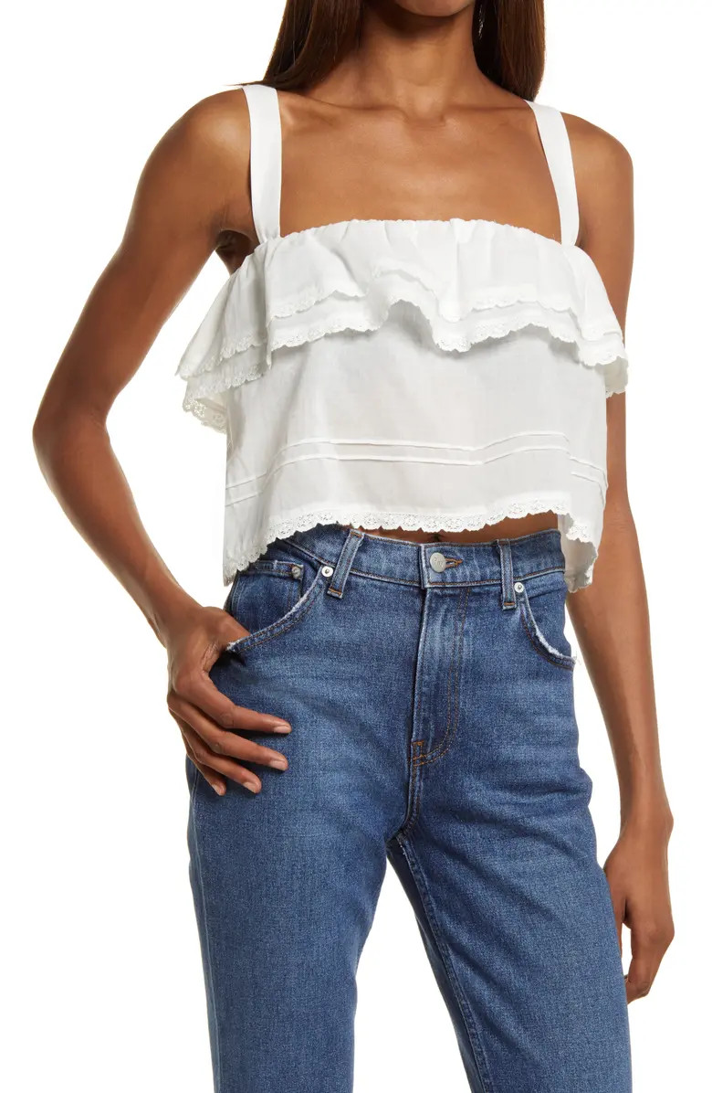 Tarragon Ruffle Organic Cotton Tank | Nordstrom | Nordstrom